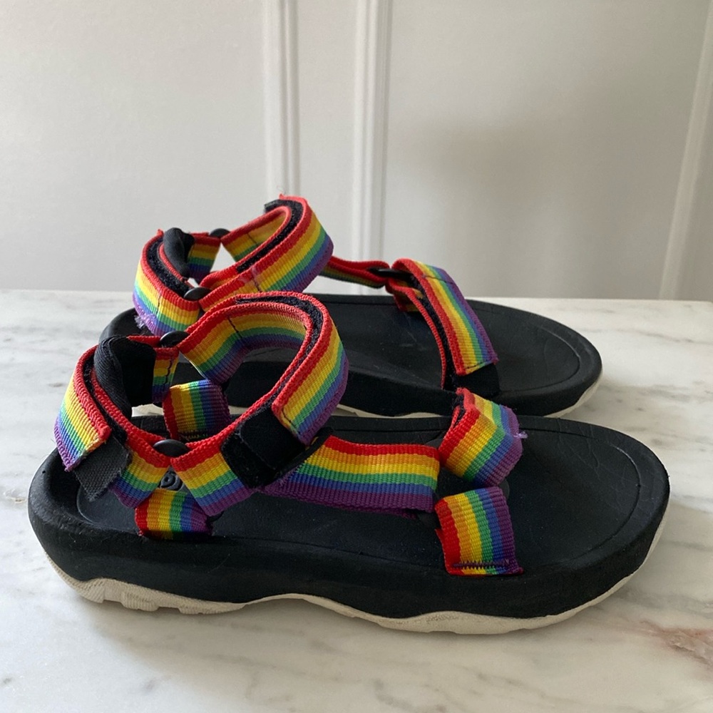 Teva Kids Rainbow Strap Sandals - Black Footbed